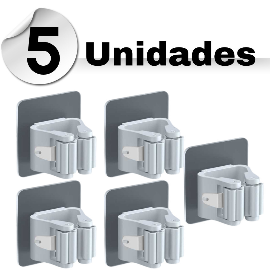 Kit 5 Suportes Adesivo Organizador Vassouras Rodos Suportes Organizadores Sem Furar Parede em Oferta na Shopee