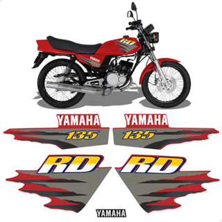 Kit Adesivos Para Yamaha RD 135 1999 Moto Vermelha Completo em Oferta na Shopee