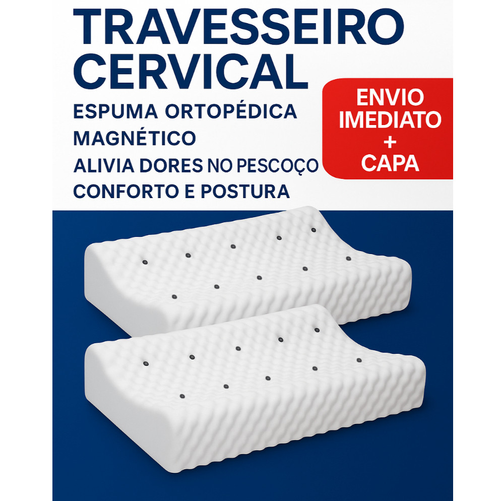 KIT  Travesseiro cervical ortopédicos magnéticos anti ronco alívio da dor em Oferta na Shopee