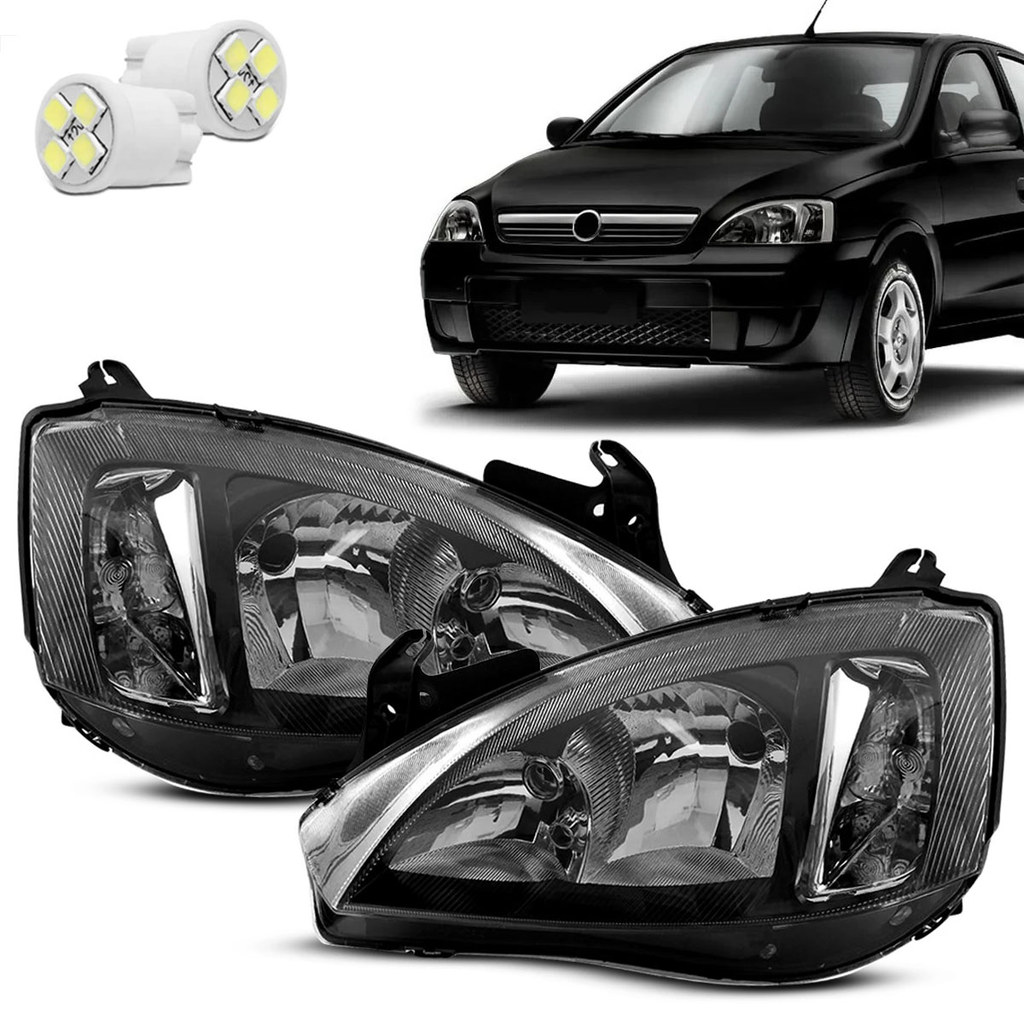 Par Farol Chverolet Corsa Hatch Sedan Montana 2003 A 2012 Máscara Negra