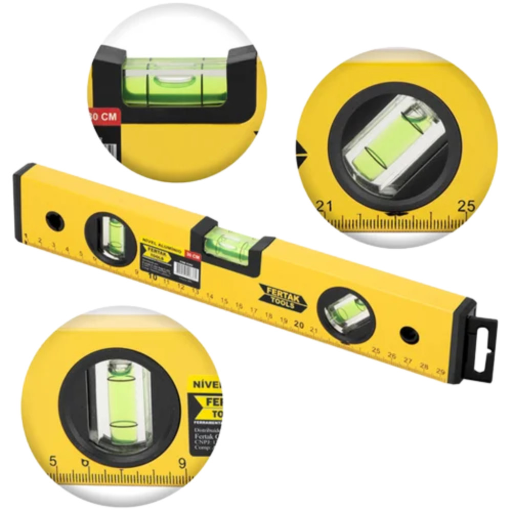 Nível Magnético De Alumínio 3 Bolhas 12" 30CM Fertak em Oferta na Shopee