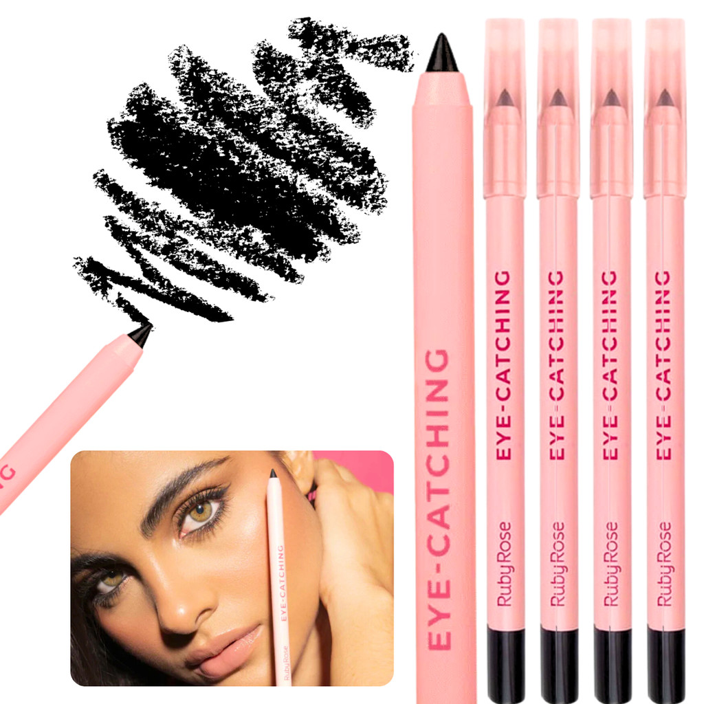 Lápis de Olho Preto Pigmentação Intensa Kajal Prova De Água e Hipoalergênico Eye Catching Ruby Rose