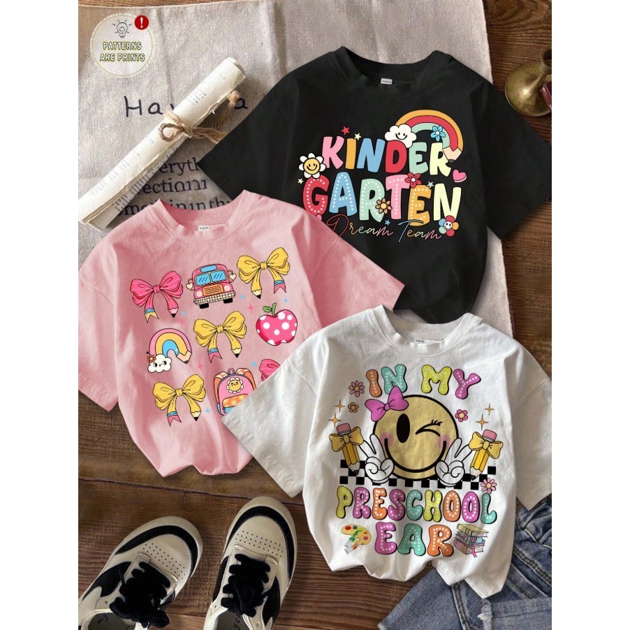 Kit 3 Camiseta Infantil De Meninas Modinha Básica Estampada Algodäo Lançamento Oferta Especial em Oferta na Shopee