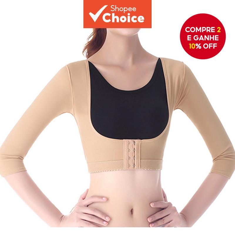 Modelador de Braço Feminino, Roupa de Emagrecimento, Corretor de Postura de Ombro e Costas, Levantador de Peito em Oferta na Shopee