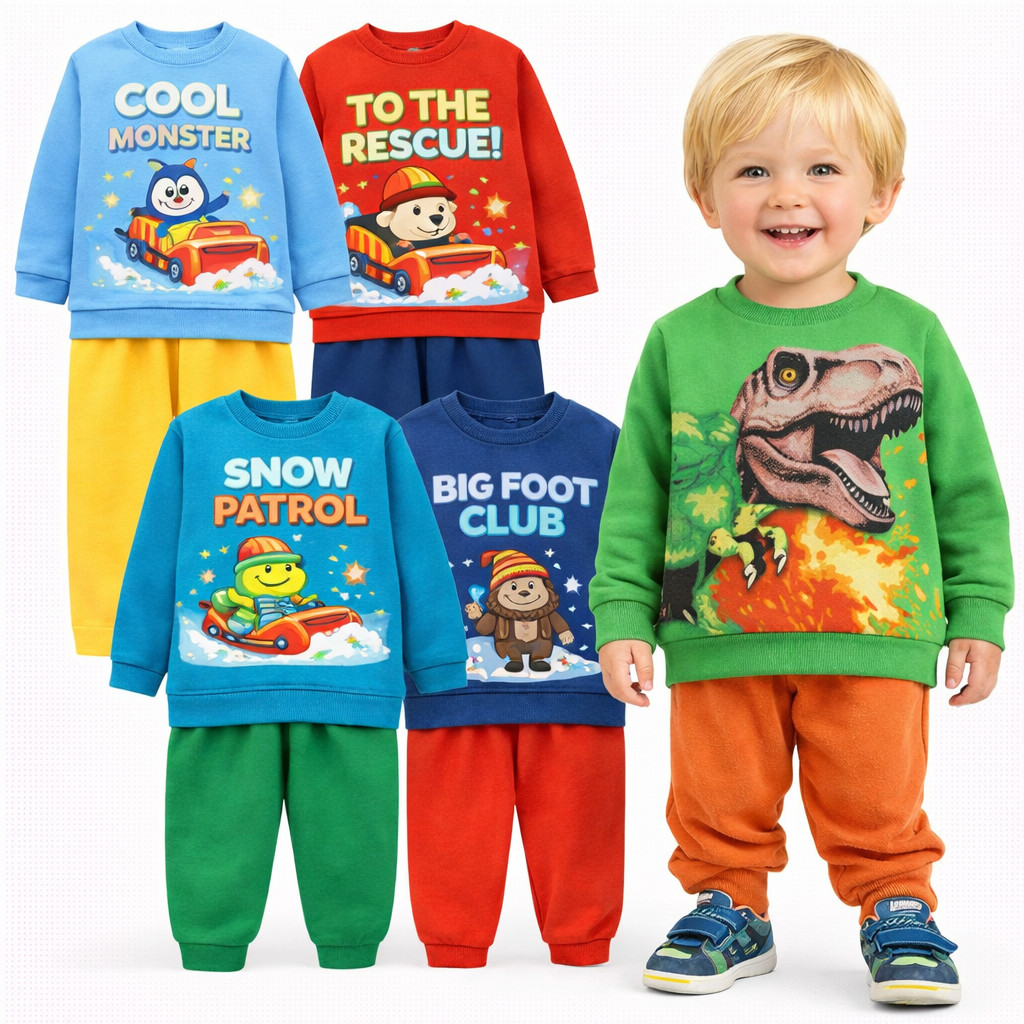 Kit Sortido 2 ou 4 Peças de Roupas Infantil Masculino INVERNO Conjuntos de Inverno Bebê Menino Sortidos Flanelado