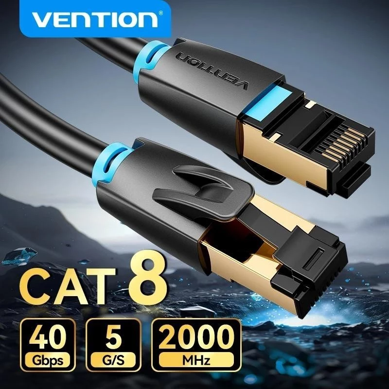 Cabo Ethernet Vention Cat8 STTP 40 Gbps 2000 MHz Cat 8 RJ45 Cabo De Conexão De Rede LAN Para Computador