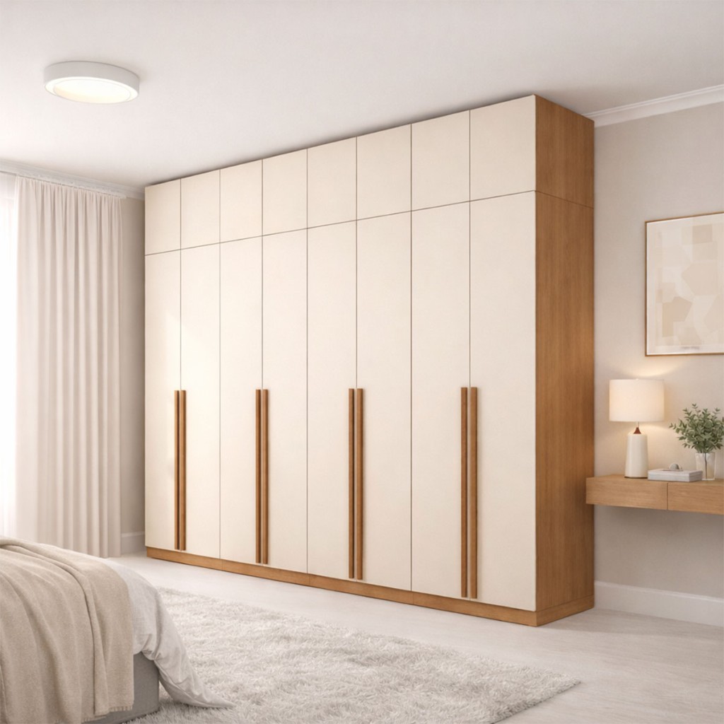 Guarda-Roupa Casal Luna 16 Portas 4 Gavetas Creme/Freijó - Politorno em Oferta na Shopee