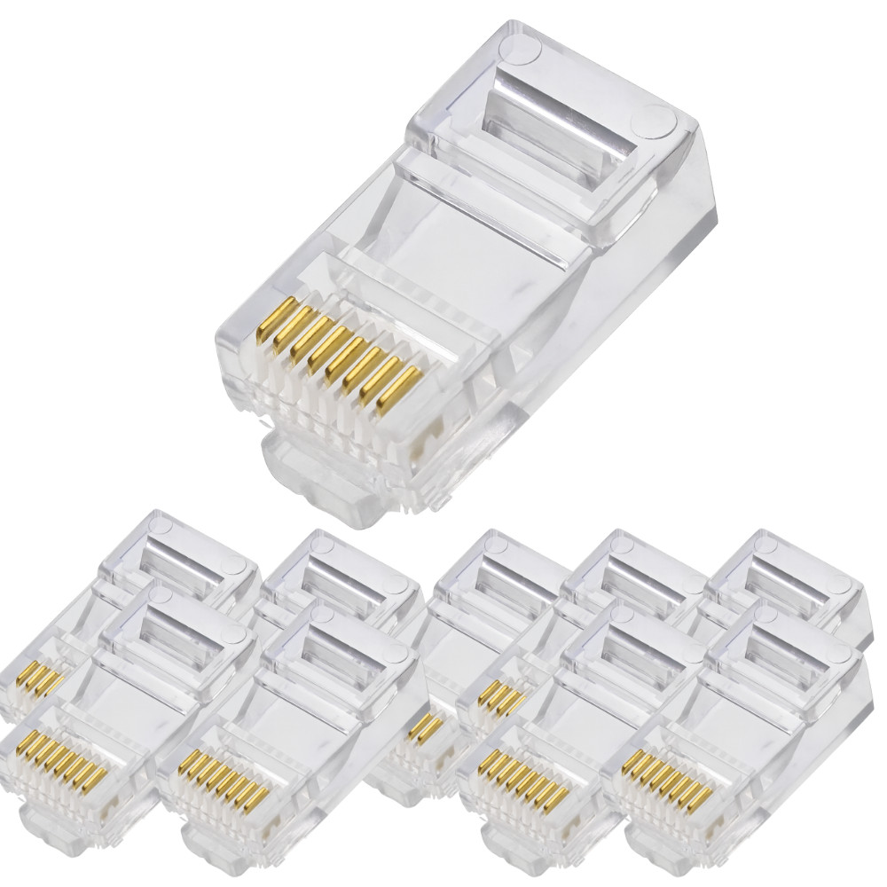 KIT 10 CONECTOR RJ45 CAT6 8X8 PARA CABO DE REDE INTERNET E INSTALACAO