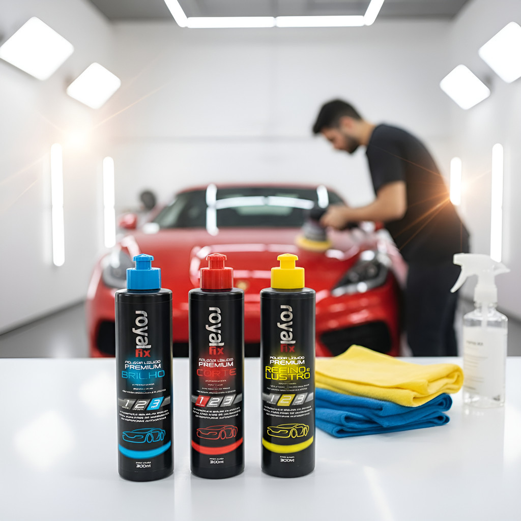 Kit Polimento Automotivo Polidor Corte Refino Lustro Brilho Branco