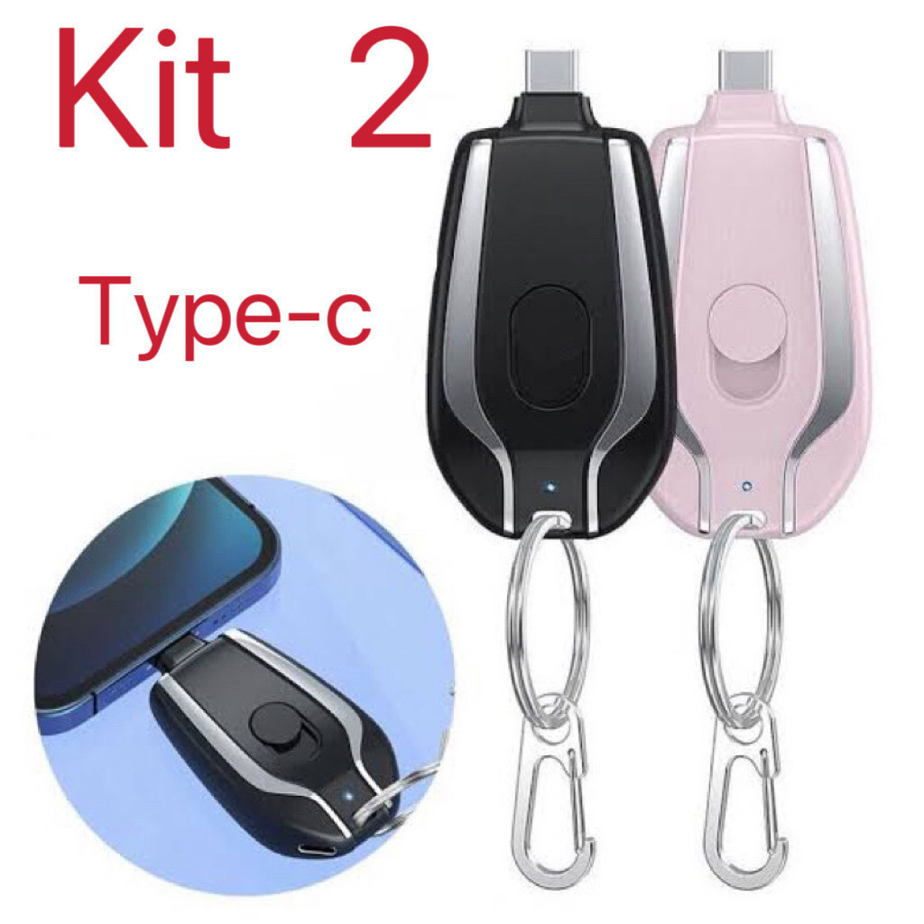 KIT 2 Carregador De Chaveiro Portátil 1500mAh Mini Bateria Ultracompacto De Carregamento Rápido em Oferta na Shopee