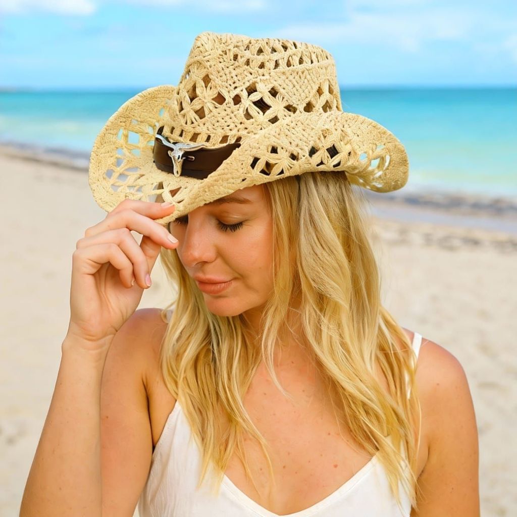 Chapéu Feminino Country Palha Trançada | Estilo Western | Moda Praia e Rodeio | Virginia|Blogueira Modelo 2026 em Oferta na Shopee