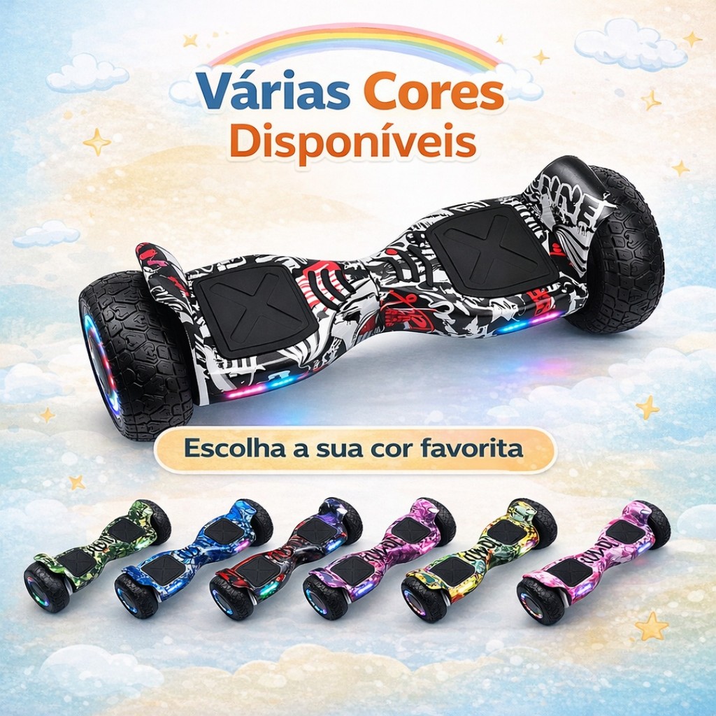 Hoverboard Elétrico 6.5 Auto Balance com LED Bluetooth Bateria 36V