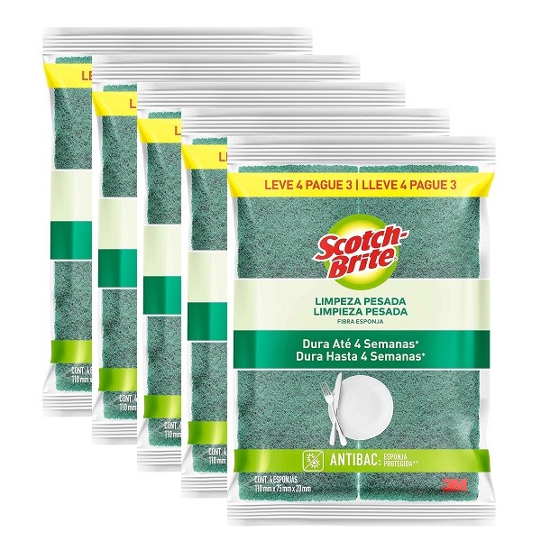Kit 5 Pacote Esponja Limpeza Pesada SCOCTH Brite em Oferta na Shopee
