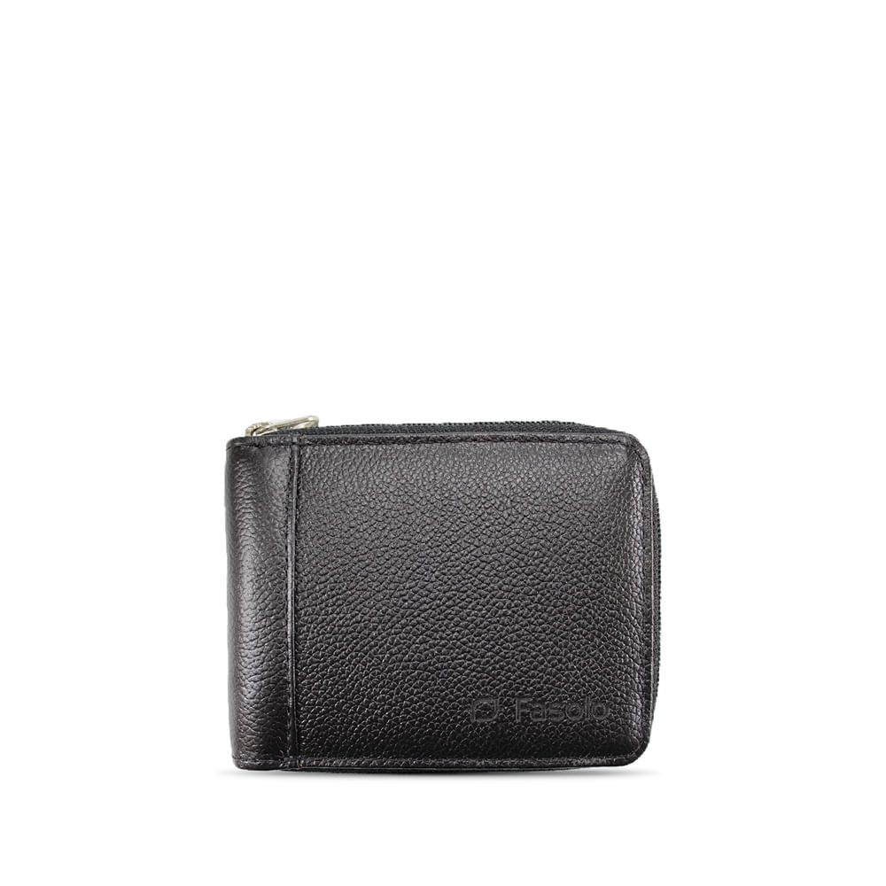 Carteira Masculina Fasolo em Couro com Zíper H014 Preto