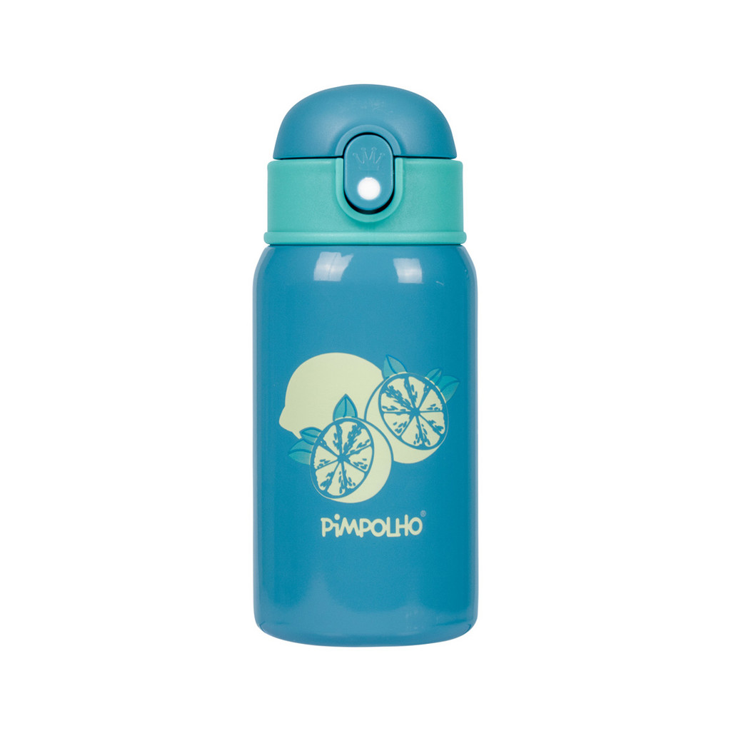 Garrafa Térmica Infantil Inox 400ml com Canudo Silicone Limão Pimpolho Garrafinha Termica Pimpolho