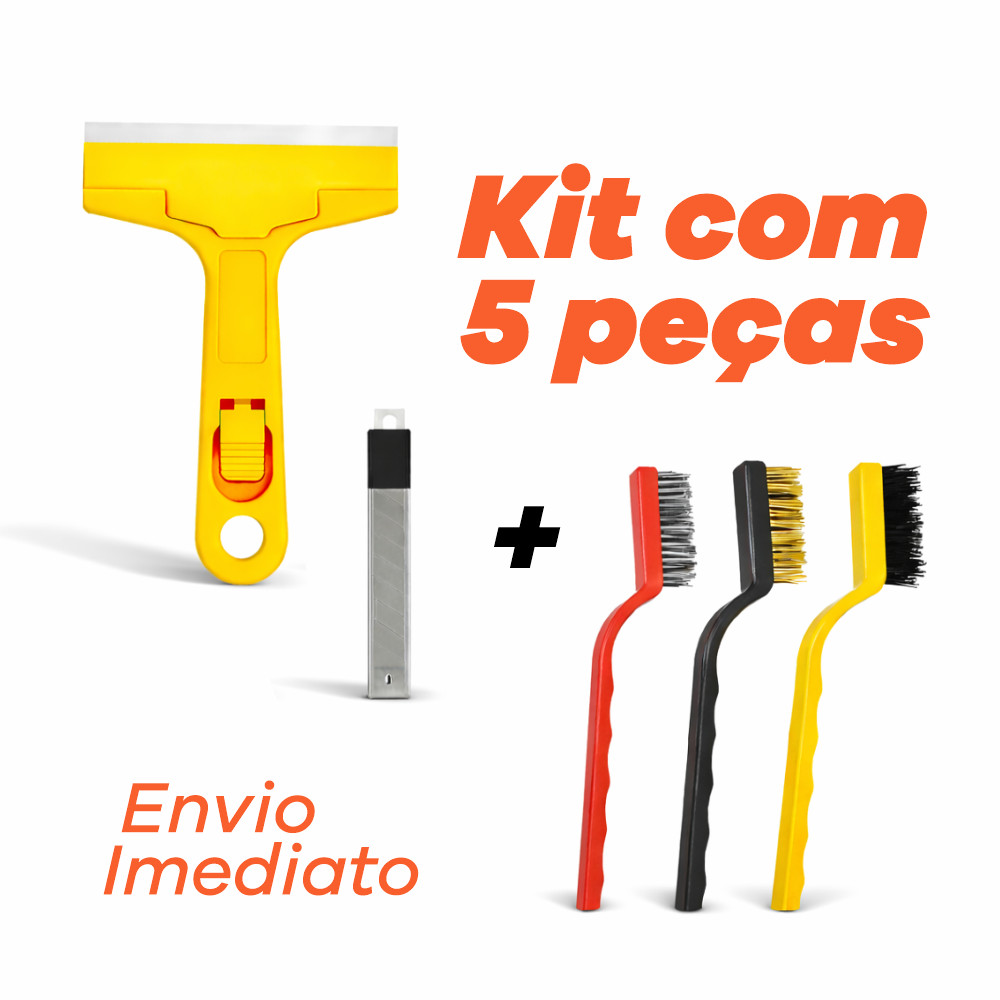 Kit 5 UN 3 Escova de Aço Para Limpeza Forno Grelha Fogão Aço Latão Nylon + Raspador Limpa Box Piso Vidro + 3 Lâminas em Oferta na Shopee