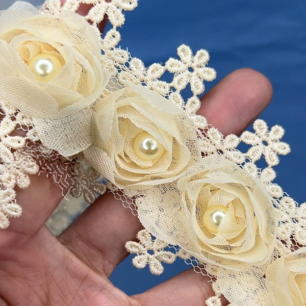 Renda Fita 100% Algodão Tecido Crochê Guipir Aplique Flor 5,5cm Creme em Oferta na Shopee