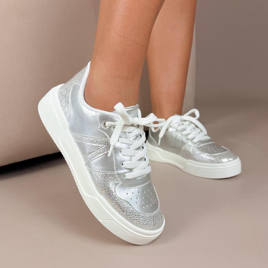 Tênis Casual Feminino Anacapri Metalizado Conforto Estilo Moderno Brilho Sofisticado em Oferta na Shopee