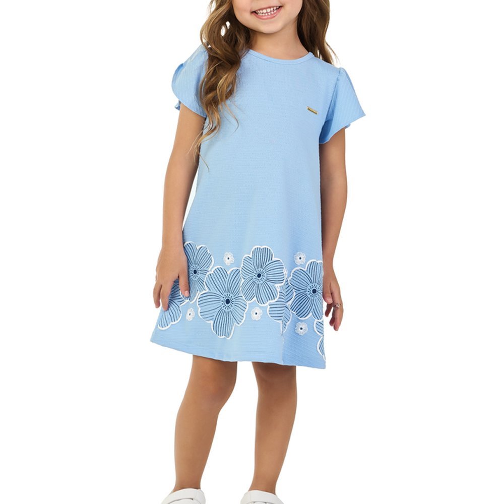 VESTIDO INFANTIL MENINA EM COTTON MAQUINETADO em Oferta na Shopee