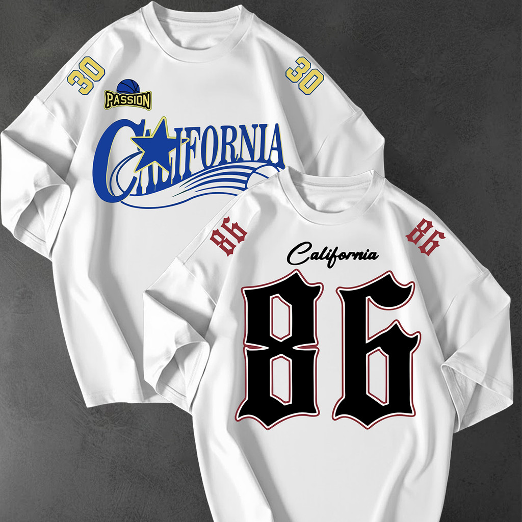 Kit 2 Camisetao Oversized California Estampada Unissex 100 Algodao Fio 30.1 Casual Estilo Rua Largo
