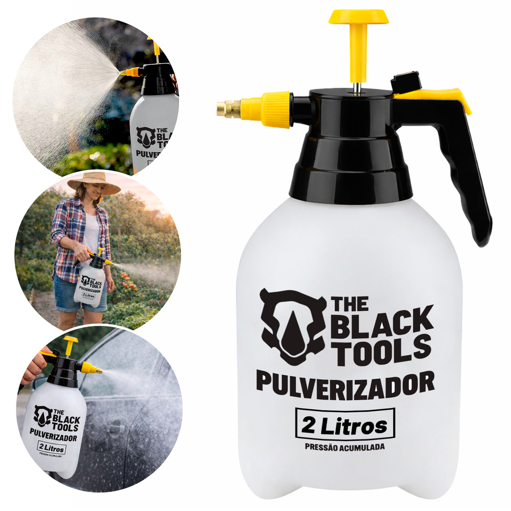 Pulverizador Borrifador Portátil De 2L Alta Pressão Manual The Black Tools em Oferta na Shopee