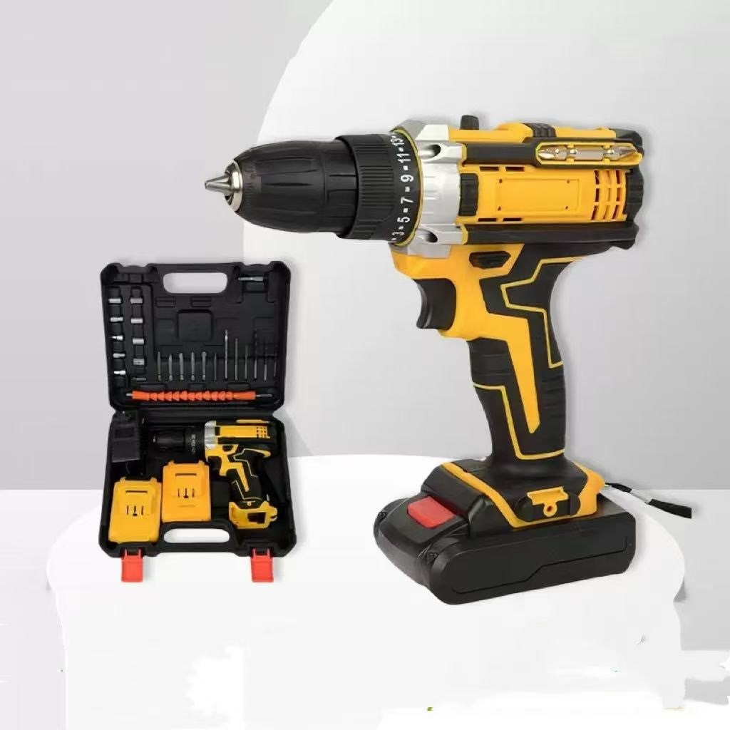 Furadeira e Parafusadeira de Impacto Sem Fio 21V Recarregáveis 2 Baterias Com Maleta e Acessórios 28pcs Completo--5631