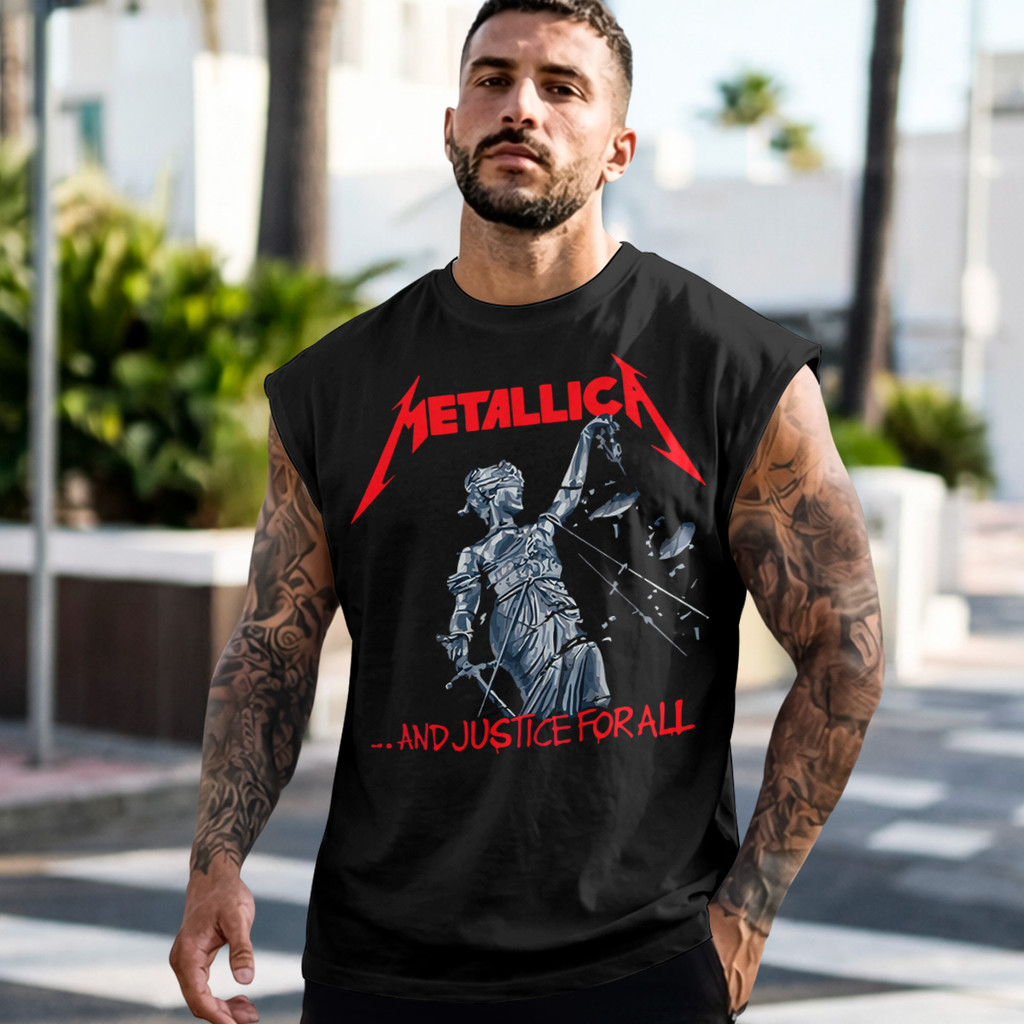 Camiseta Regata Machão Masculina Metallica Justice for All Regata Rock Masculina Cavada