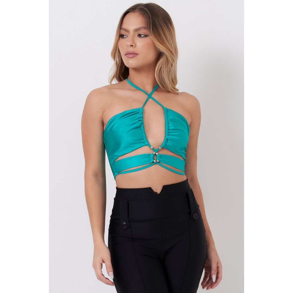 Top Feminino Up Glam Com Ponteiras Planet Girls Verde Médio em Oferta na Shopee