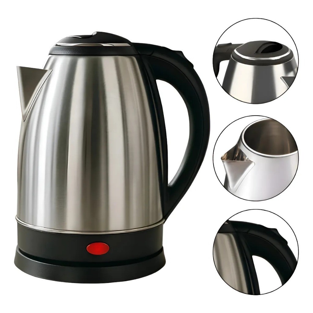 Chaleira Elétrica 220v Jarra Inox 2 Litros Ferve Agua Rápido Café Prateado