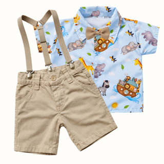 Conjunto Arca de Noé Infantil Look Festa, Aniversário Roupa Temática Social Menino com Suspensório e Gravata em Oferta na Shopee