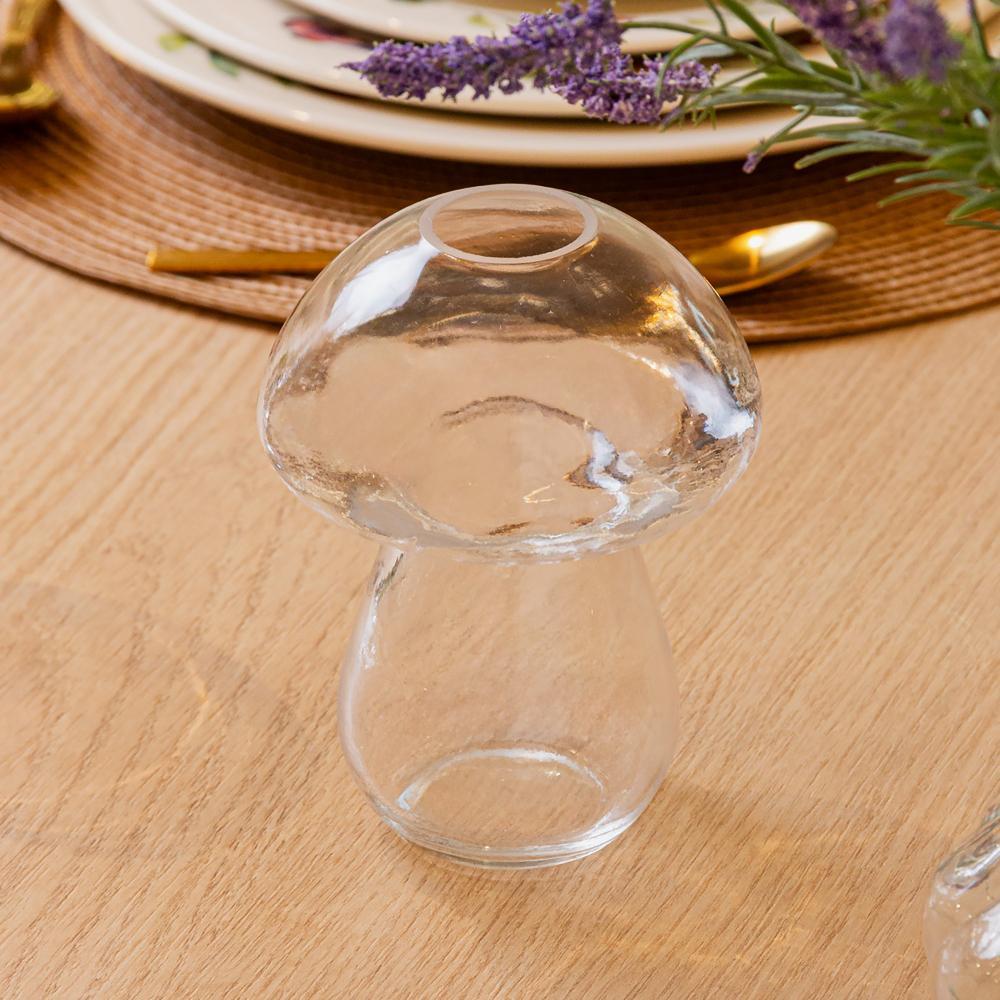Vaso de Vidro Cogumelo Transparente 14cm Lyor para Flores Plantas Decoração Sala Casa Quarto Escritório Presente Chiques · foto 2