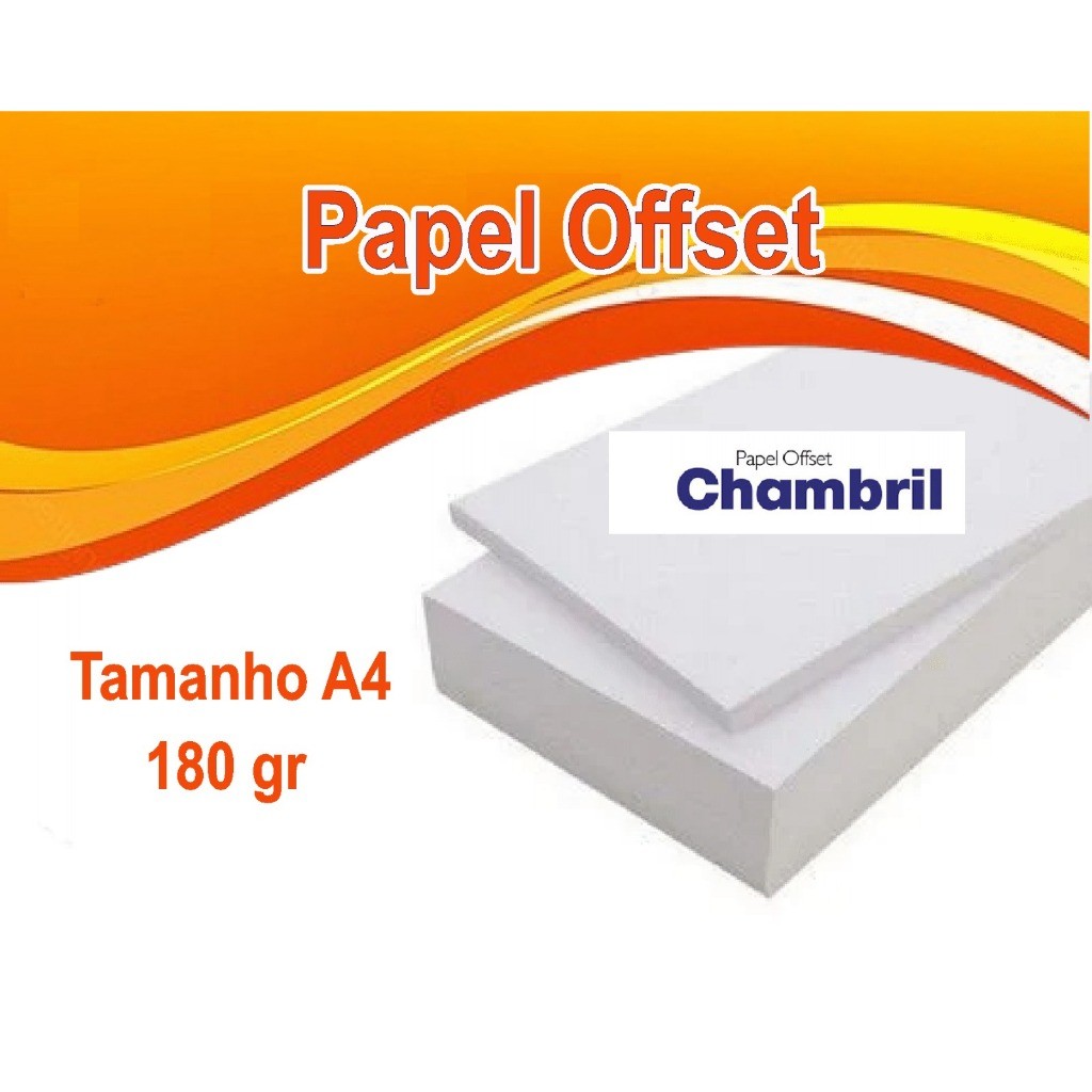 Papel Offset Chambril 180g A4. 100 folhas