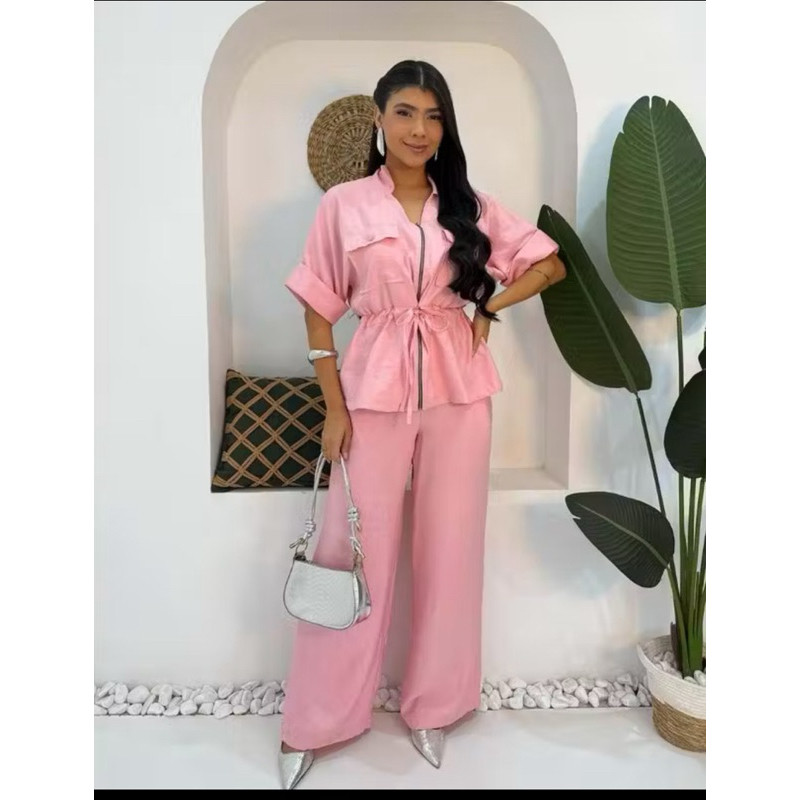 Conjunto Feminino Anna sensorial com Camisa e Calça Pantalona – Elegante e Confortável em Oferta na Shopee