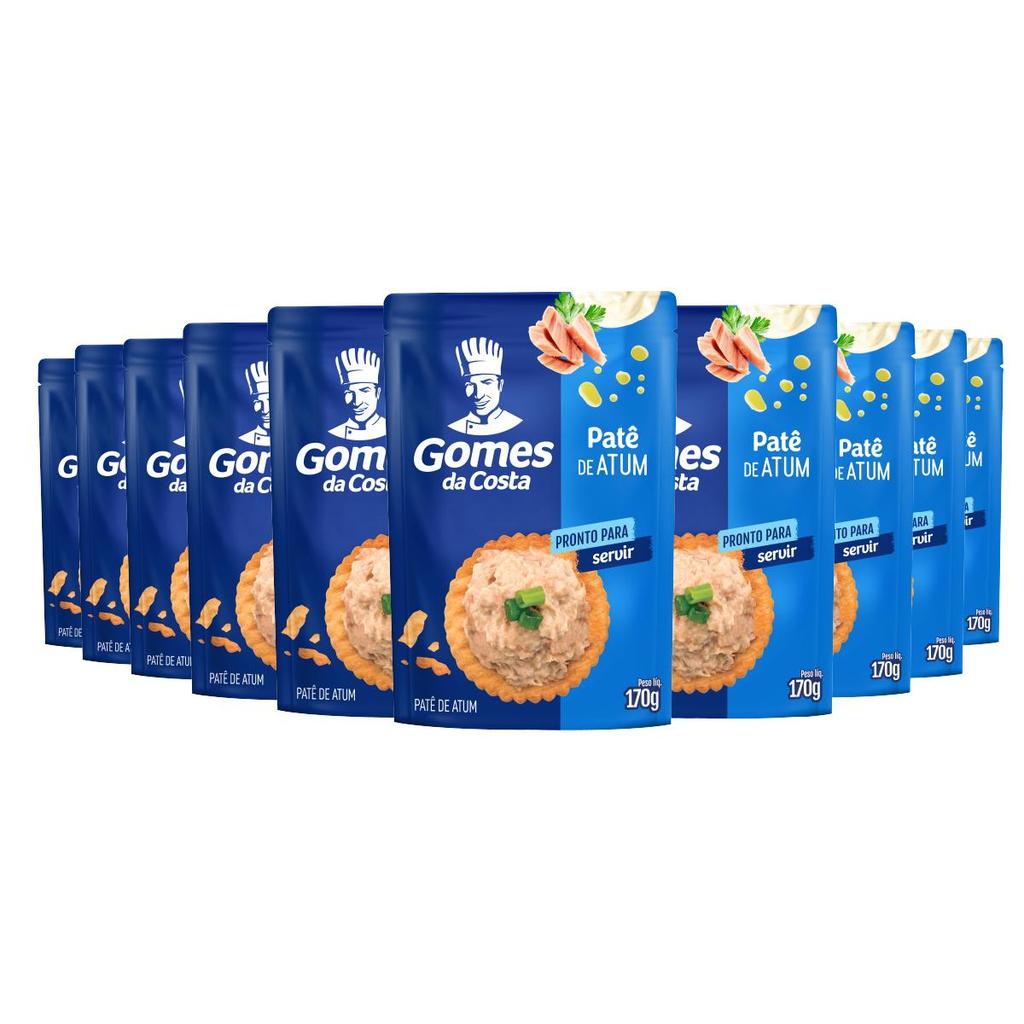 Kit 10 UN - Patê de Atum Tradicional (Pouch) - 170g - Gomes da Costa em Oferta na Shopee
