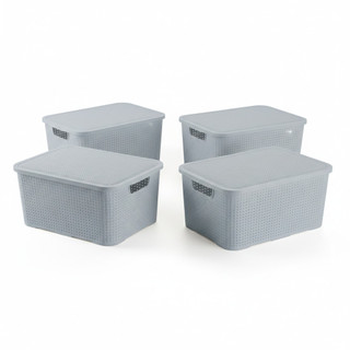 Kit Com 4 Caixas Organizadoras Com Tampa Rattan 3,5 Litros
