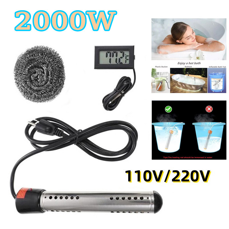 Novo Aquecedor De Água De Imersão 2000w Portátil Com Termômetro em Oferta na Shopee