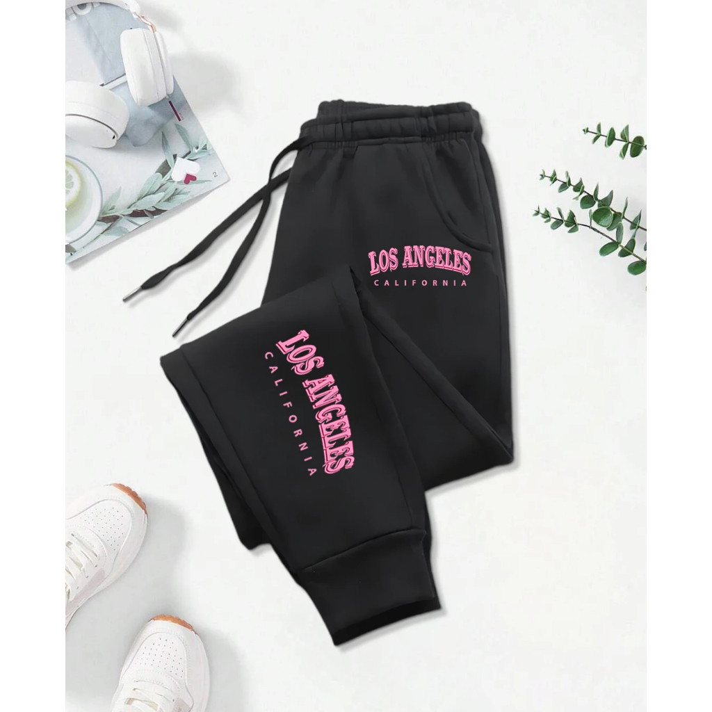 Calça Moletom Unissex Los Angeles Califórnia Moda Gringa Confortável Flanelada