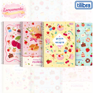 Caderno Espiral Universitário Tilibra Charme 1 Matéria 80 Folhas com Bolsa Plástica e Adesivos em Oferta na Shopee