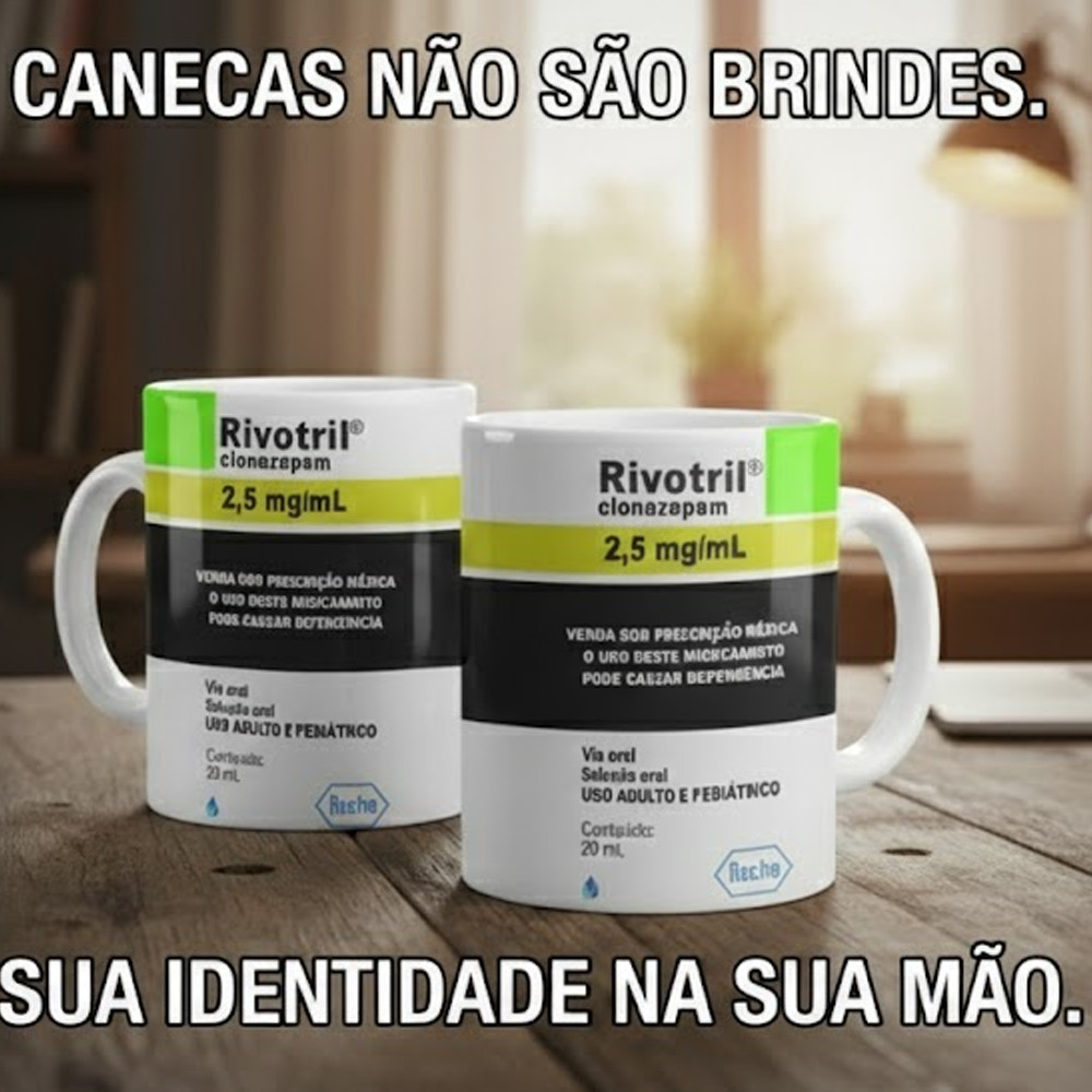 Caneca Remédios Engraçados Meme Rivotril, Paracetaloka e Café Receita para ser Feliz -  325ml