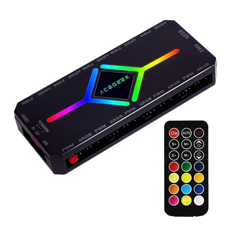 Controladora Acegeek Hub10, 10 Portas ARGB, 10 Portas PWM, Preto, AG-HUB10-BK em Oferta na Shopee