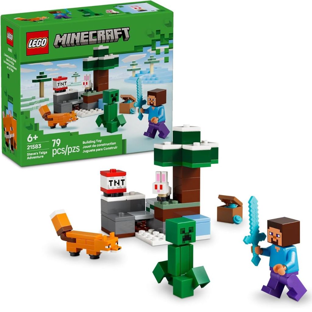 Lego Minecraft Aventura do Steve na Taiga 21583 em Oferta na Shopee