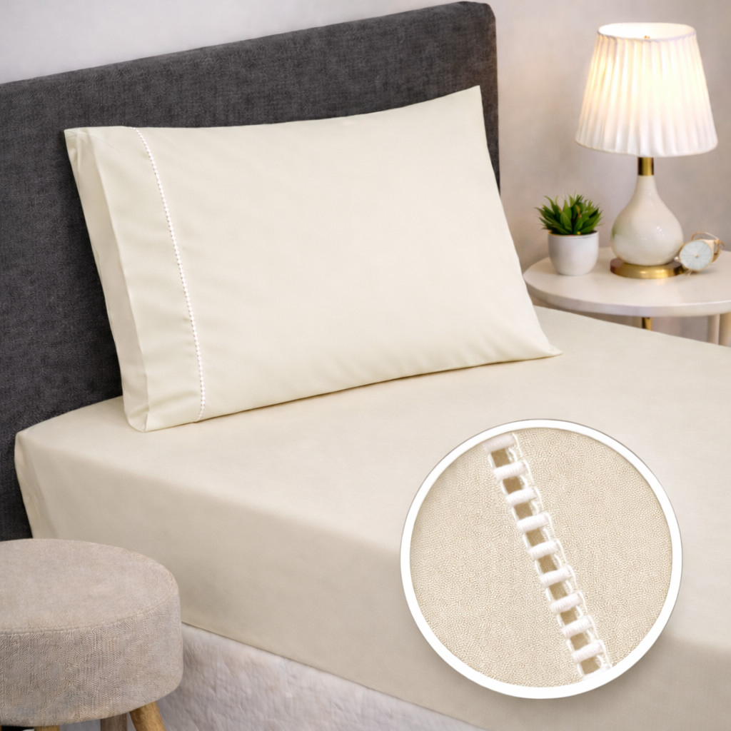 Jogo de Lençol Solteiro 400 Fios Ponto Palito