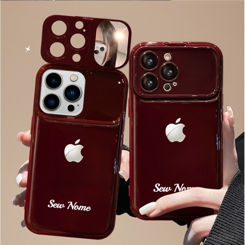 Personalização de nome Apple, capa de telefone Flip espelhada, iPhone 17 17ProMax Air 11 16 15 14 13 12 Pro Max Plus