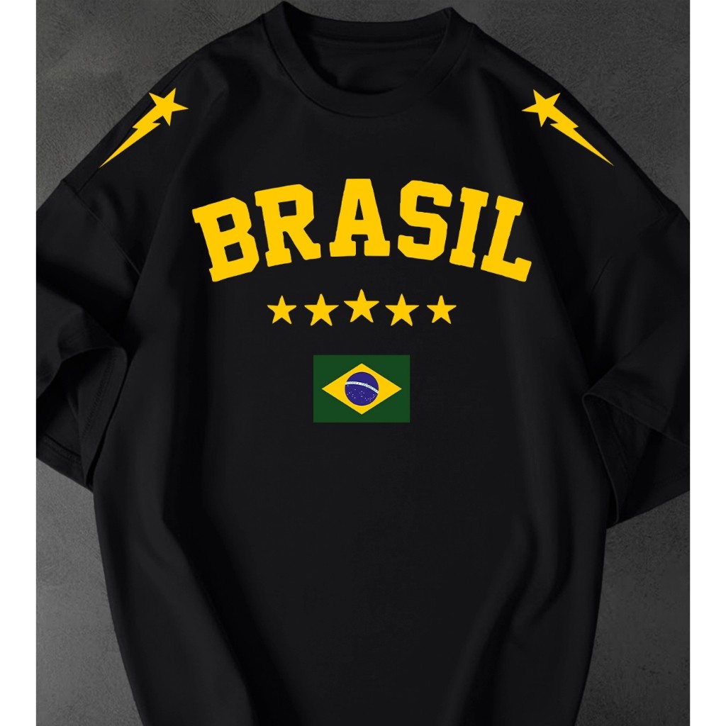 Camiseta Seleção Brasileira Copa Oversized Streetwear Premium em Algodão