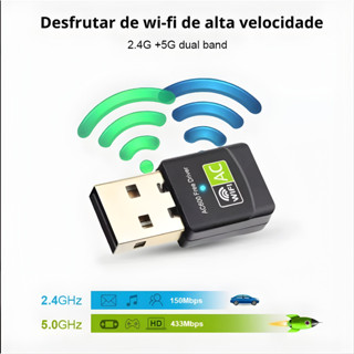 Adaptador Wifi Dual Band 2.4 / 5ghz Plug in Play 600mbps Wireless 5G Ac Alta Velocidade em seu aparelho em Oferta na Shopee