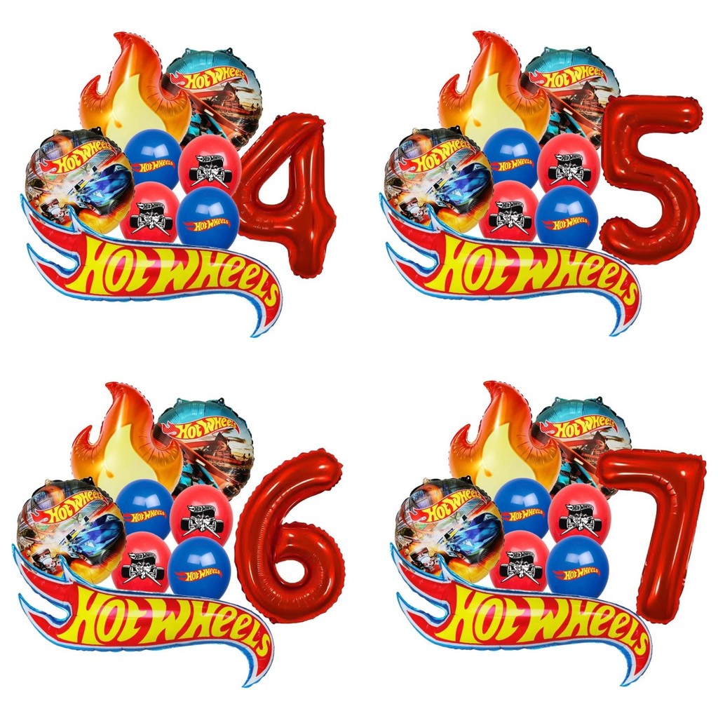 Conjunto De Balões De Folha De Alumínio Hot Wheels Para Carros De Corrida , Decoração De Festa De Aniversário Infantil