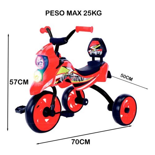 Triciclo Infantil Moto Estilo Veiculo Vermelho Resistente Seguro Divertido