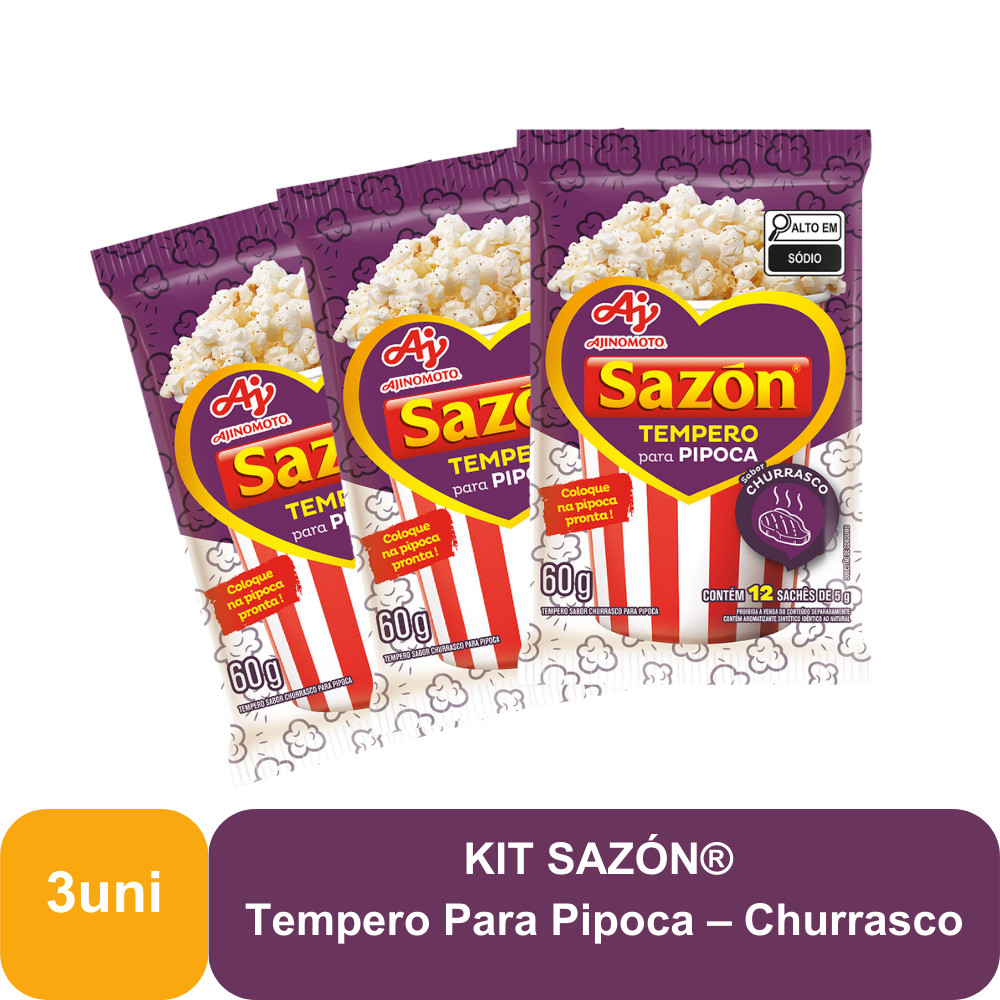 KIT SAZÓN®  Tempero Para Pipoca – Churrasco -  3 Unidades em Oferta na Shopee