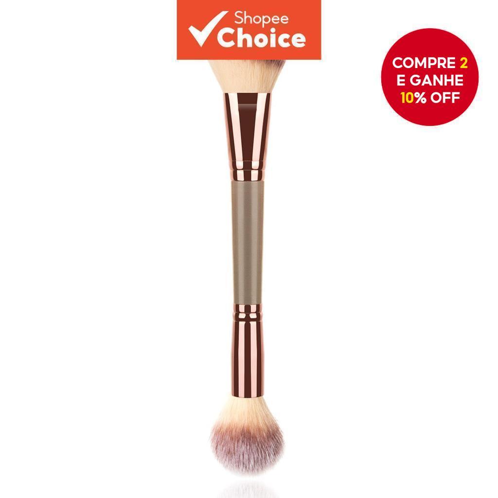 Pincel Facial Dupla Face Champanhe de Luxo – Liquidificador Versátil de Contorno e Blush para Maquiagem em Pó — R$ 15,00 em Shopee