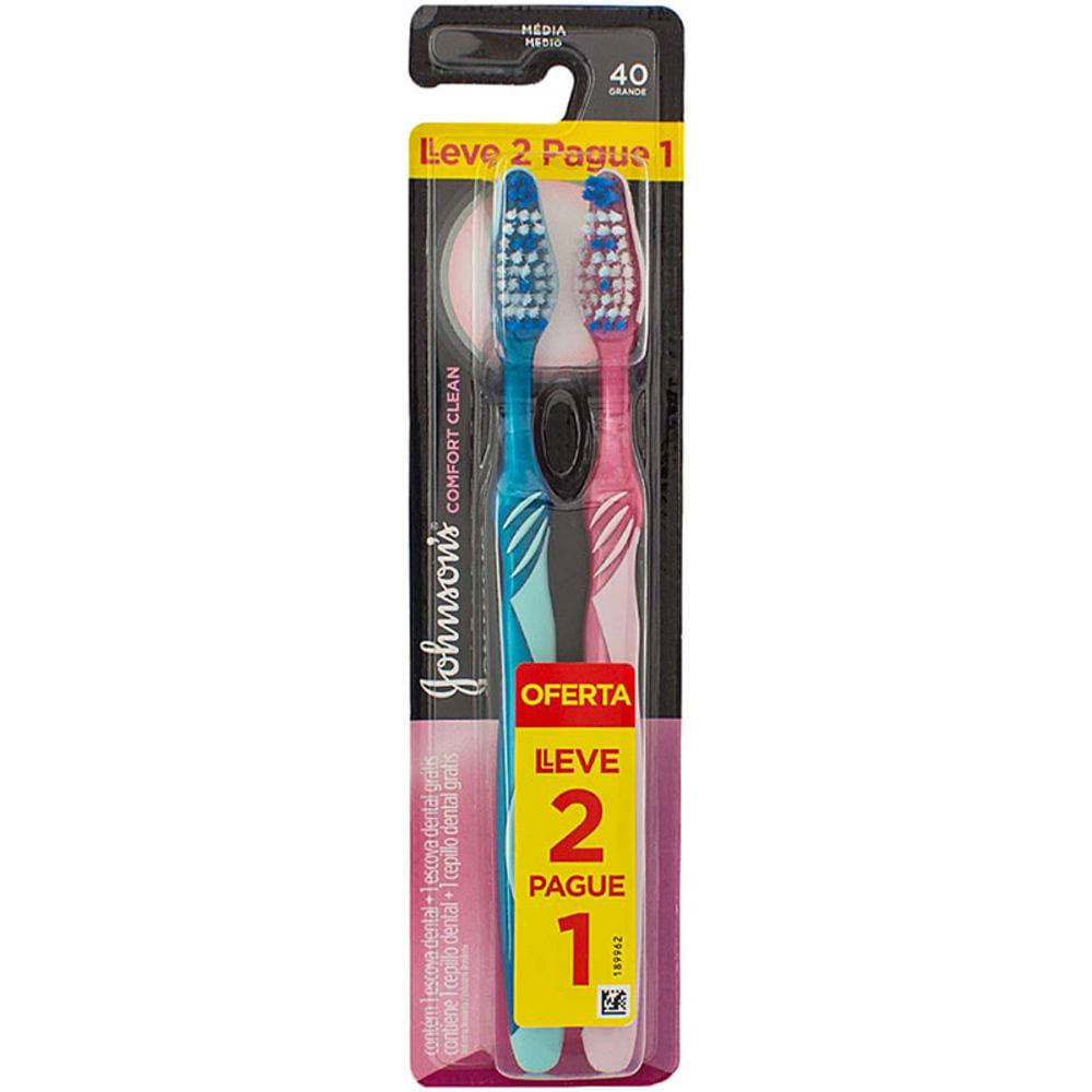 Escova Dental Johnson Confort Clean Média Leve2 Pague1